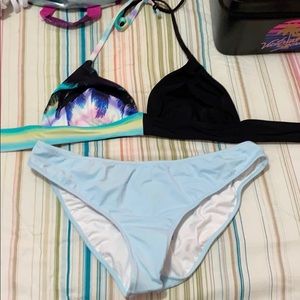 VS pink tropical bikini bottoms